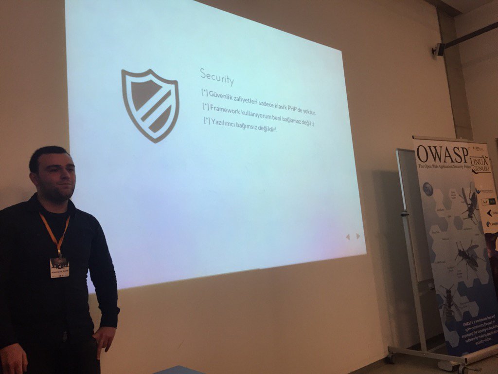 Özgür Yazılım ve Linux
Günleri'nde yapmış olduğum
Ruby on Rails Web Çatısı ve Güvenliği konulu sunumdan bir kare